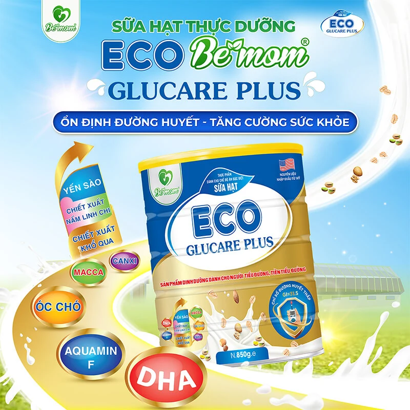 Hình ảnh của Sữa hạt tiểu đường ECO - Glucare Plus 850gr